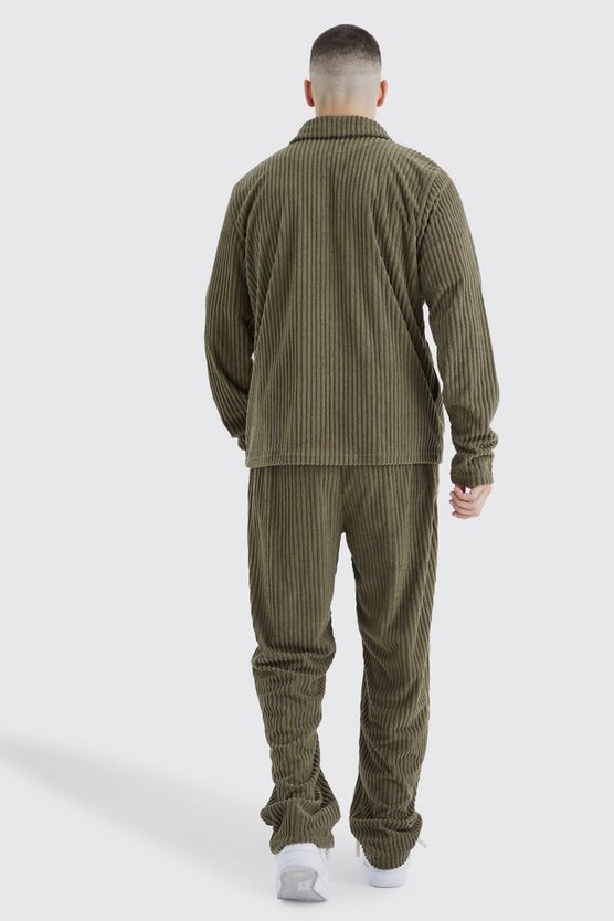 Tall gerippte Harrington-Jacke & Hose