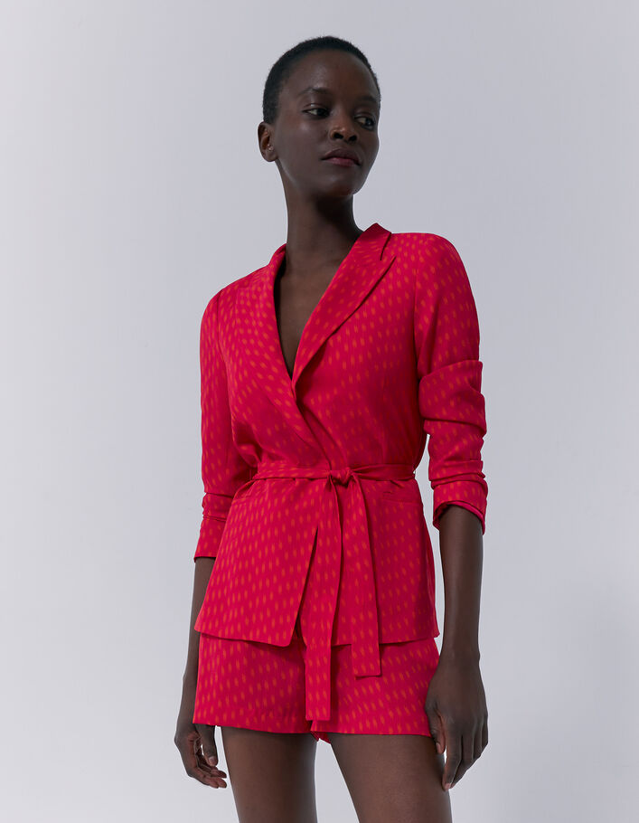 Short de tailleur imprimé fushia femme
