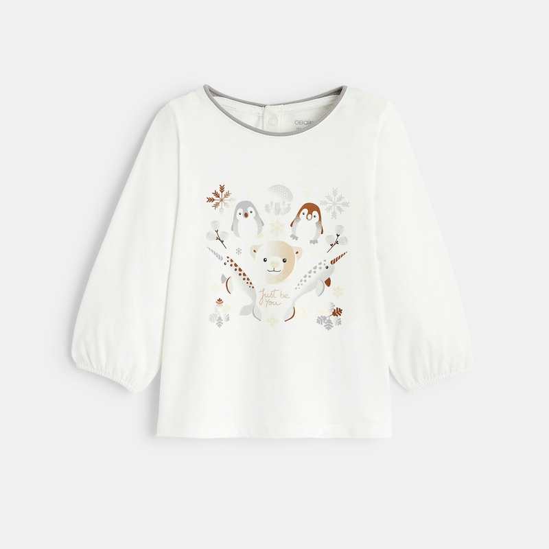 T-shirt impression animaux marron bébé fille