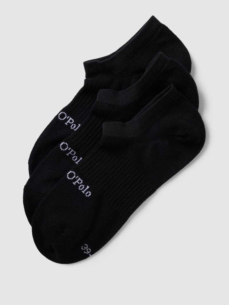 Sneakersocken mit Label-Detail im 3er-Pack Modell 'SASCHA' in schwarz