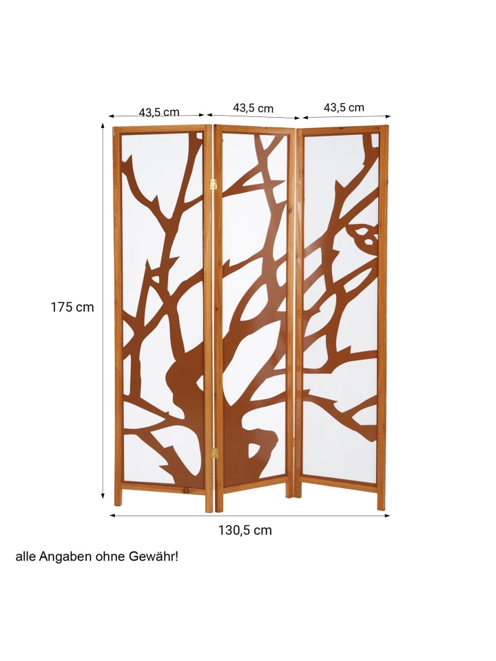 Homestyle4u 3-tlg. Paravent in Braun 130x175 günstig kaufen onesize