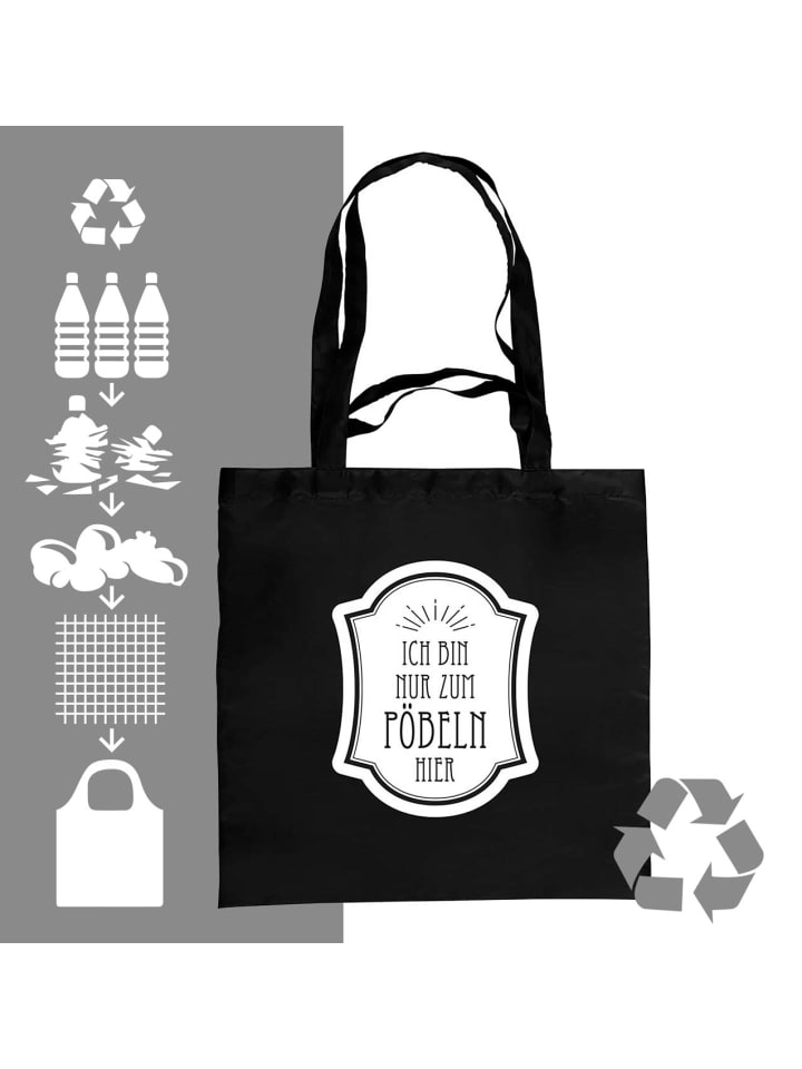 Geda Labels Tasche Ich bin nur zum Pöbeln hier in Schwarz - 40x40 günstig kaufen onesize