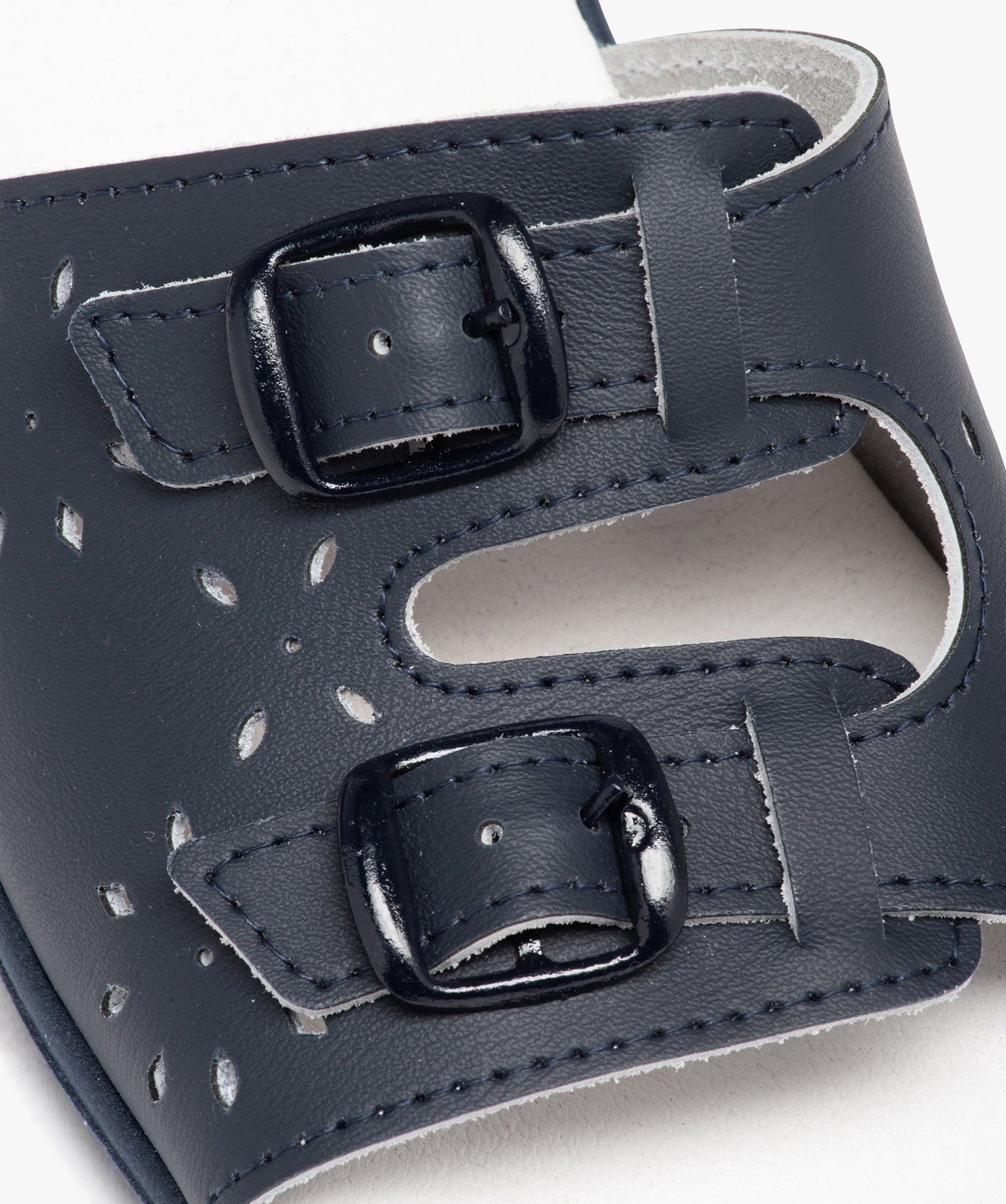 Mules femme confort à large bandeau ajouré et brides à bo... marine | GEMO