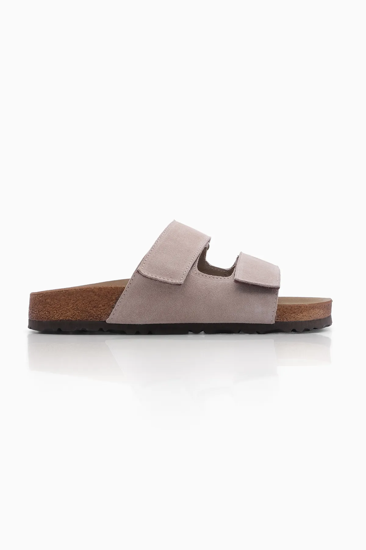 Marjin  Damen Hausschuhe mit doppeltem Riemen und Klettverschluss und Eva-Sohle Mester Beige Wildleder