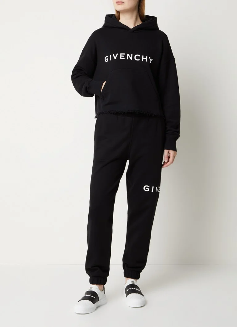 Felpa con cappuccio Givenchy con logo stampato e orlo sfrangiato