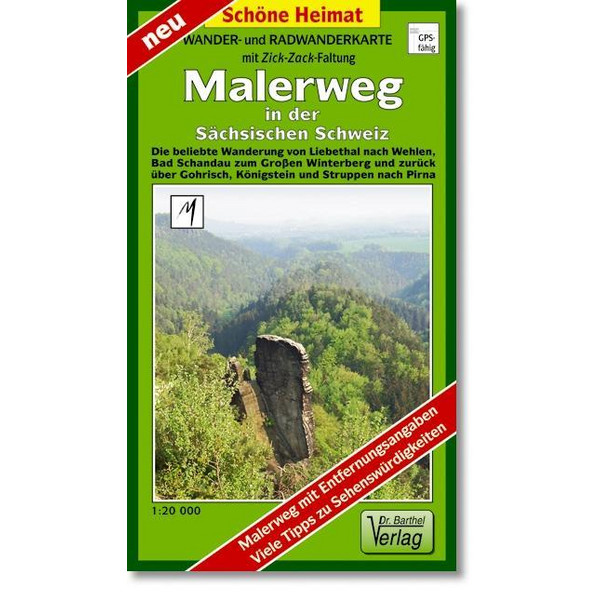 Radwander- und Wanderkarte Malerweg in der Sächsischen Schweiz 1:20000 - Wanderkarte