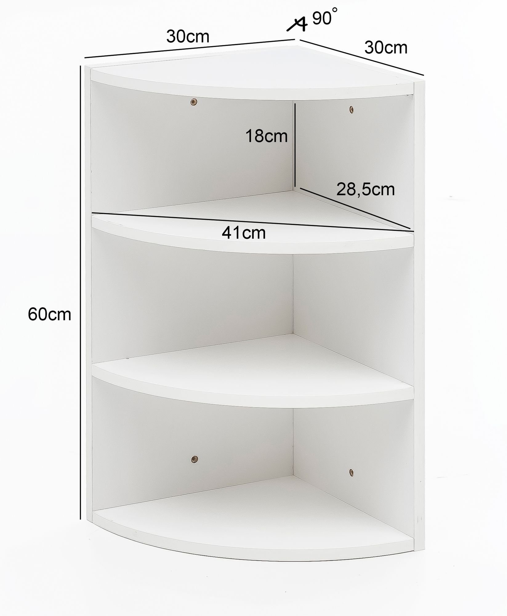 Wohnling Eckregal WL5.843, Weiß 30x60x30 cm, Wandregal Eck, Hängeregal Modern, Wandboard Freischwebend Dekoregal Bücherregal Wand