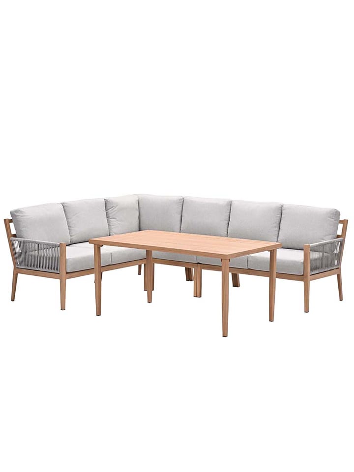GMD Living Premium Alu Gartenmöbel Sitzgruppe SARDINIA, Dining Lounge in Teakholz Optik günstig kaufen onesize