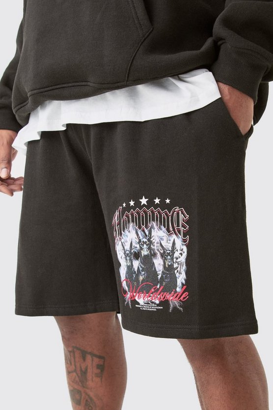 Plus Oversize Jersey-Shorts mit Print