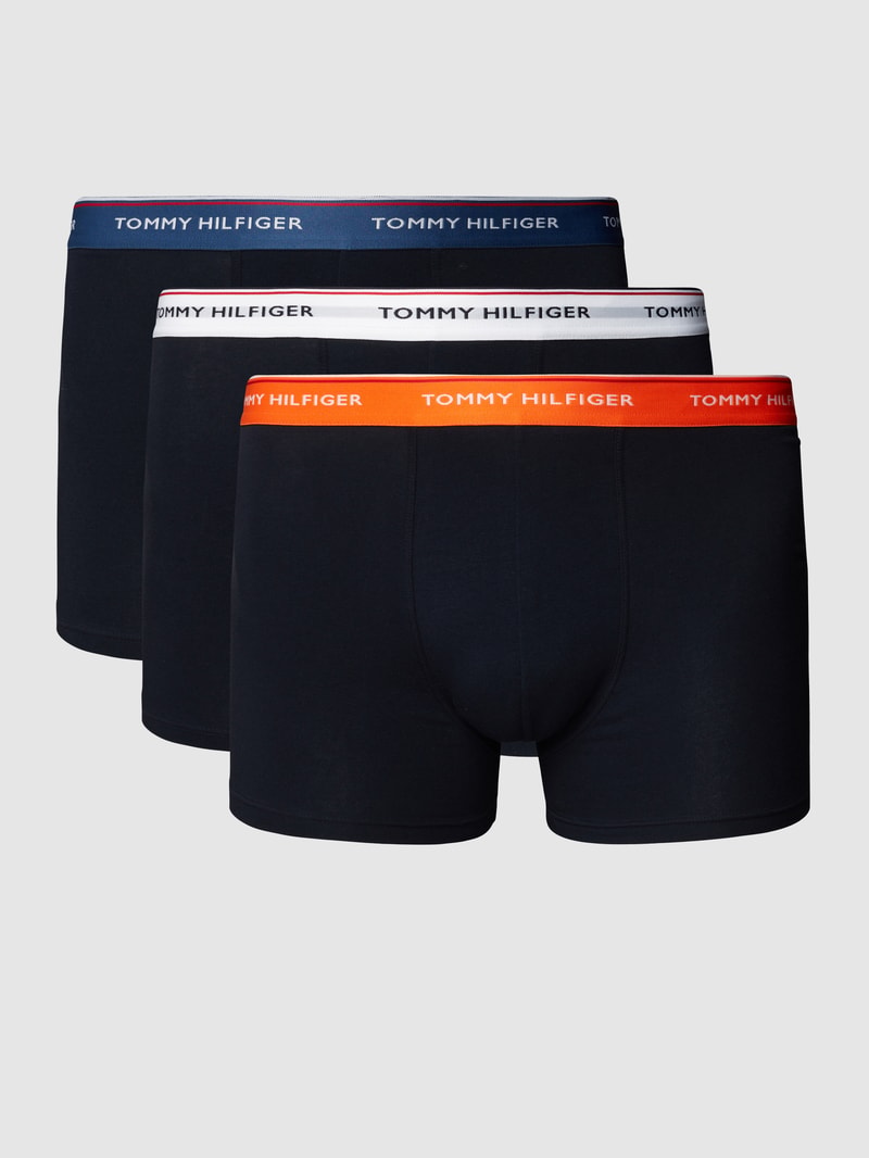 PLUS SIZE Trunks mit Label-Schriftzug im 3er-Pack in dunkelblau