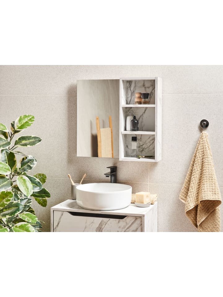 Beliani Bad-Spiegelschrank JOINVILLE in Weiß - (W) 60 x (H) 54 x (L) 14 cm günstig kaufen onesize