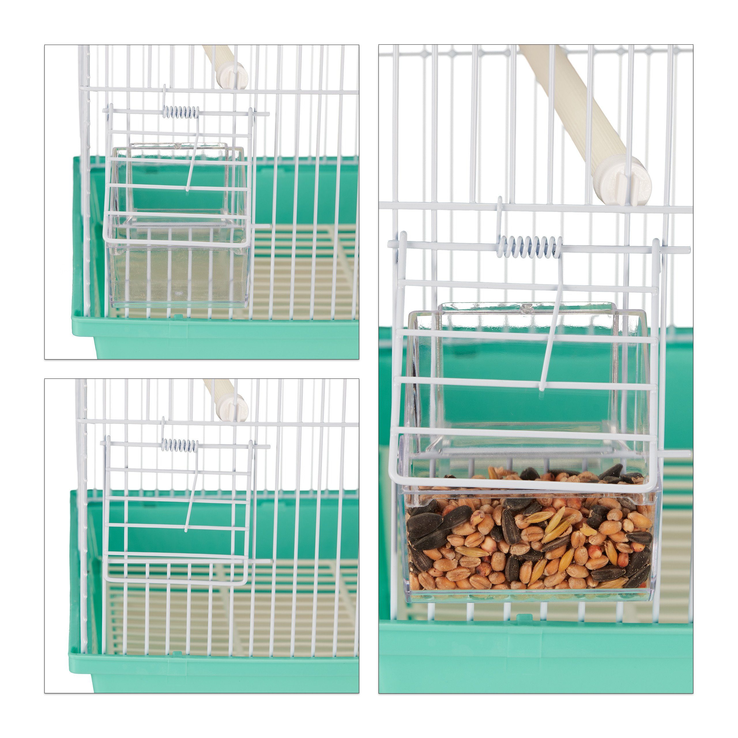 relaxdays Vogelkäfig Vogelkäfig mit Spitzdach, Grün