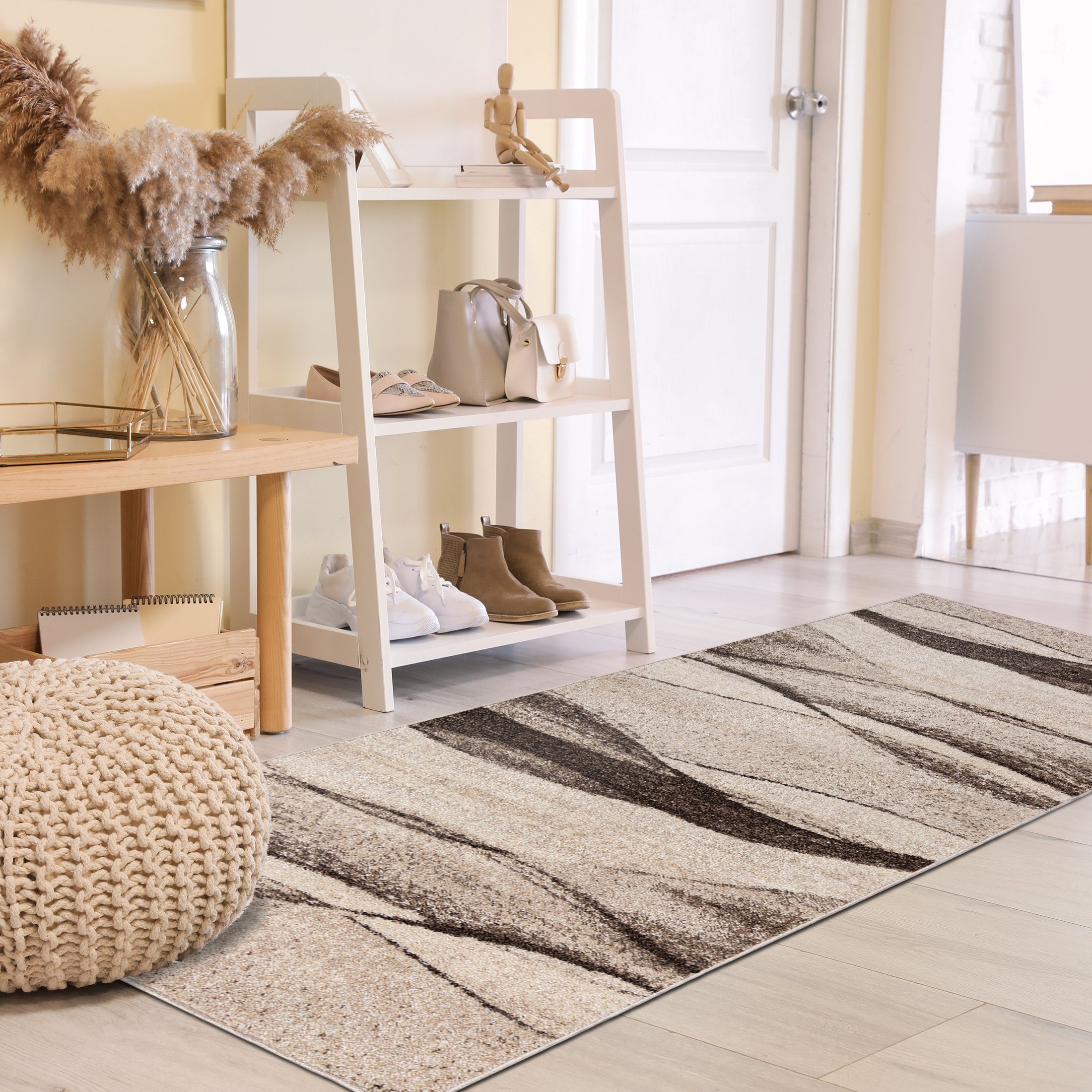 Läufer Läufer Flurläufer Modern für Vorzimmer, Küche - Beige, Mazovia, 70 x 125 cm, Kurzflor, Meterware, Höhe 10 mm, Kurzflor - niedrige Florhöhe