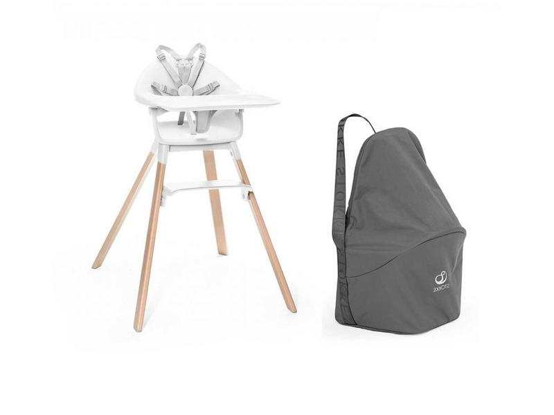 Chaise haute Stokke Clikk blanc et sac de transport
