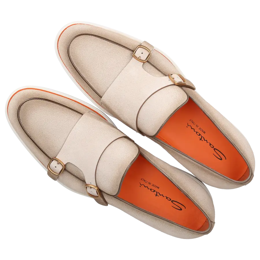 Santoni - Monk Schuhe 17271 Veloursleder - grau