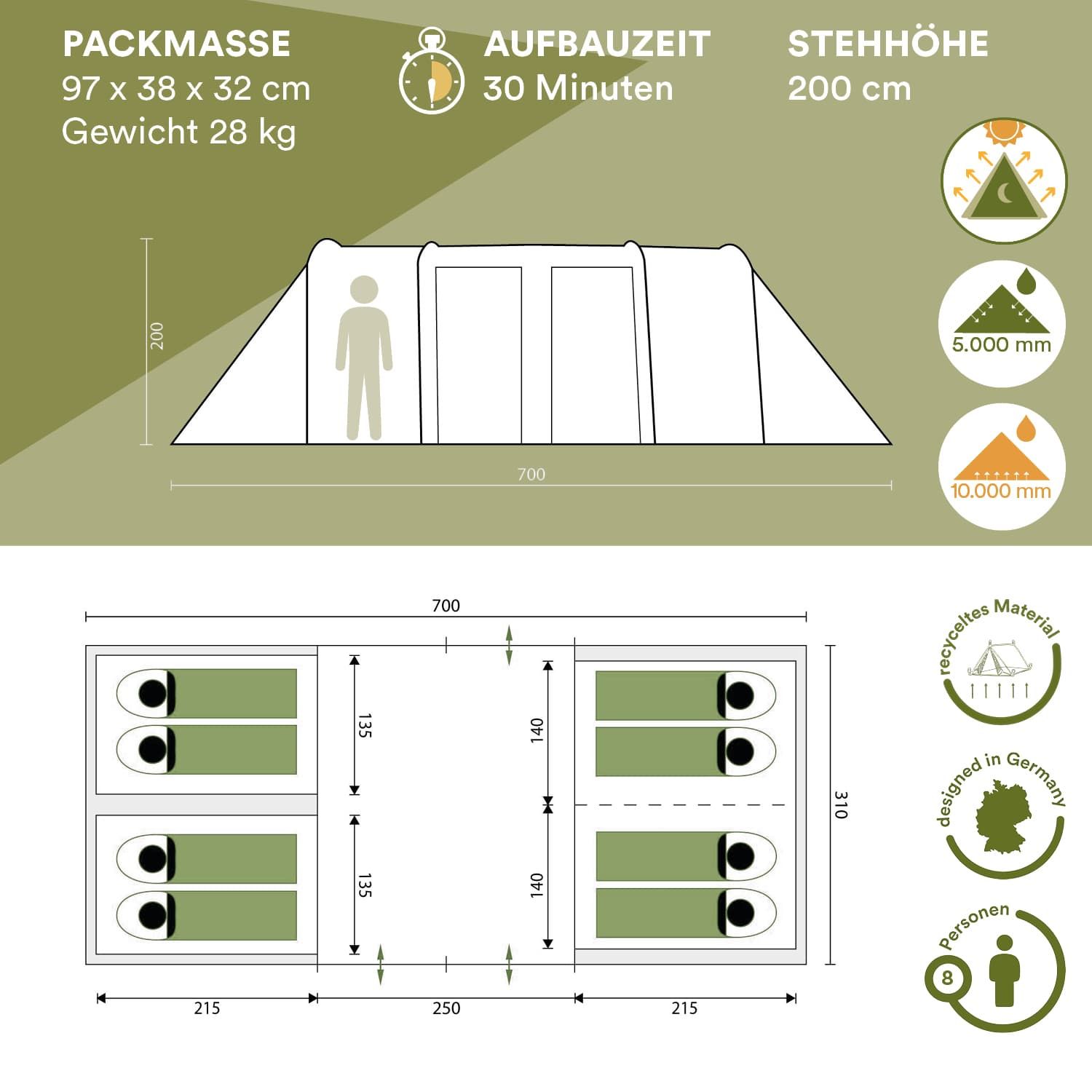 Skandika Montana 8 Sleeper Protect Tunnelzelt
