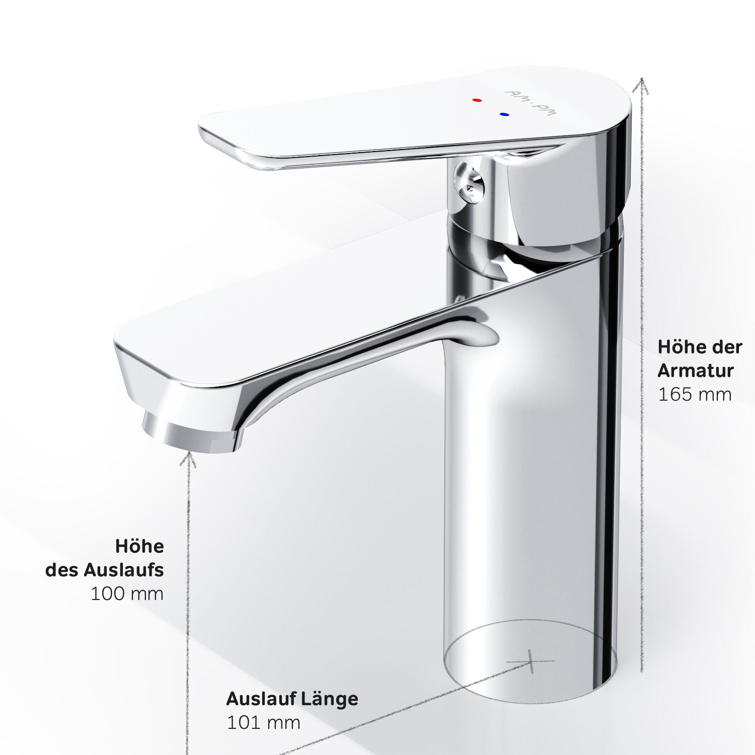 AM.PM Waschtischarmatur Waschbeckenarmatur Hit Waschbecken Wasserhahn Bad (mit Klick-Ablaufgarnitur, Mischbatterie) Waschtisch Mischbatterie Badezimmer Badarmatur