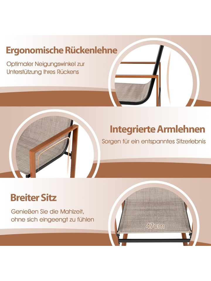 COSTWAY 2er Set Gartenstühle in Braun günstig kaufen onesize