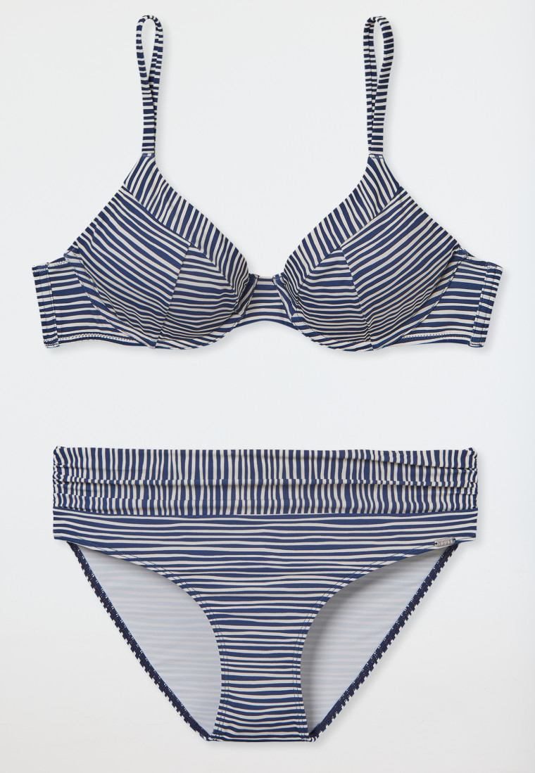 Bügel-Bikini verstellbare Träger Midi-Slip mehrfarbig gestreift - Ocean Dive