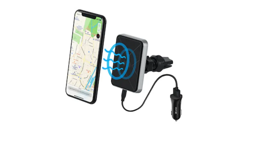 Xlayer Kfz-Ladegerät magfix Wireless Charging Magnethalterung Qi-zertifiziert Kfz-Starterkit Black