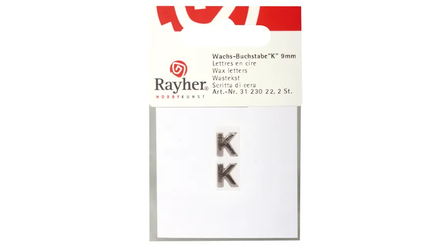 Rayher Wachsbuchstaben -K- silber 9mm 2Stück