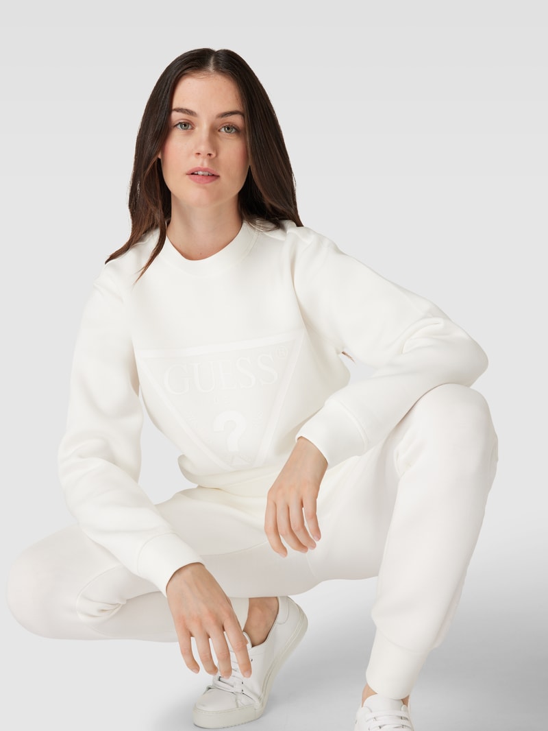 Sweatshirt mit Label-Print Modell 'ELLY' in ecru