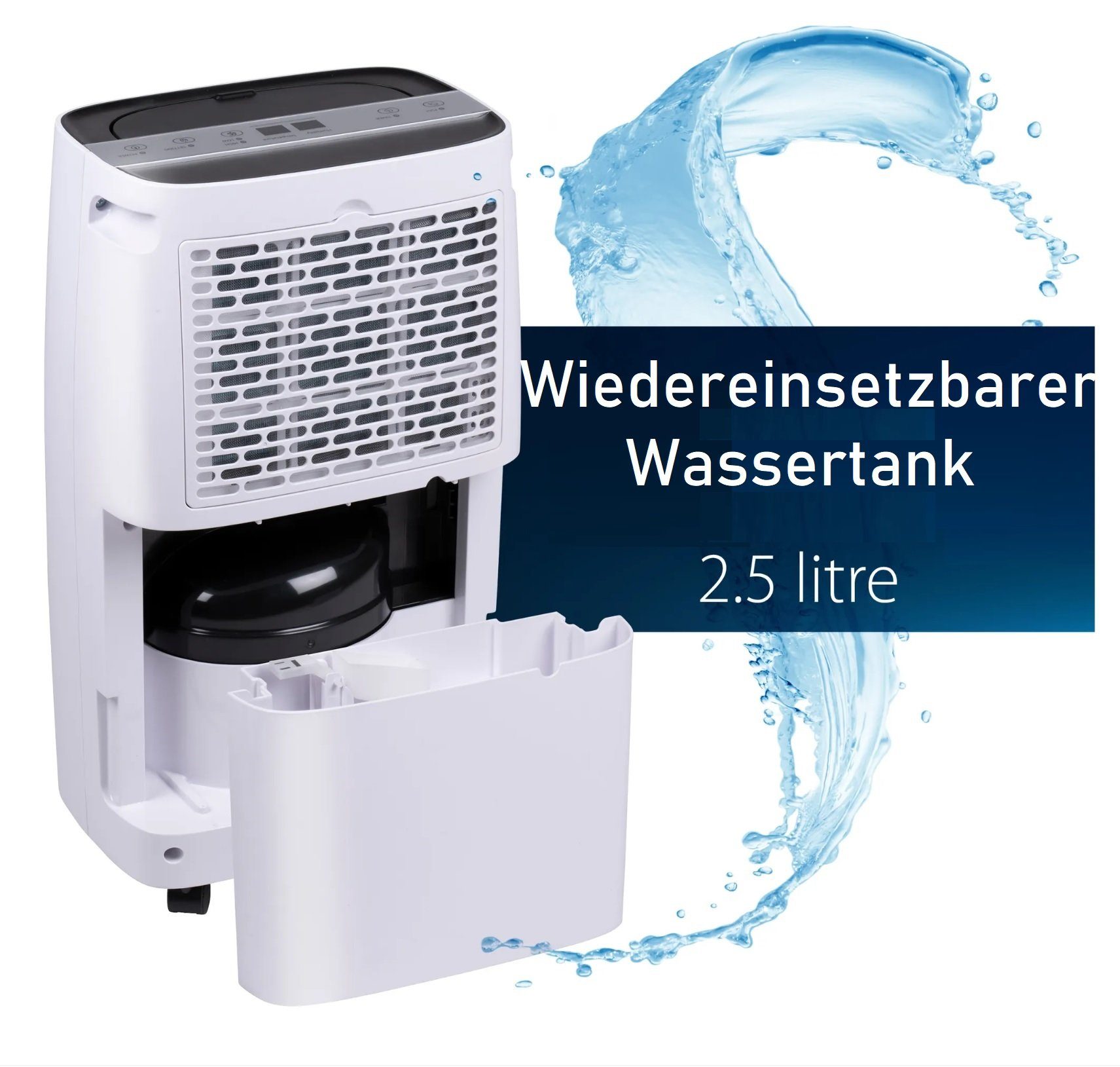JUNG Luftentfeuchter Alpi Luftentfeuchter elektrisch 220W Raumentfeuchter leise Entfeuchter, für 100 m³ Räume, Entfeuchtung 10,00 l/Tag, Tank 2,50 l, Raumluft Entfeuchter, Extra leise gegen Schimmel, zu Hause entfeuchten
