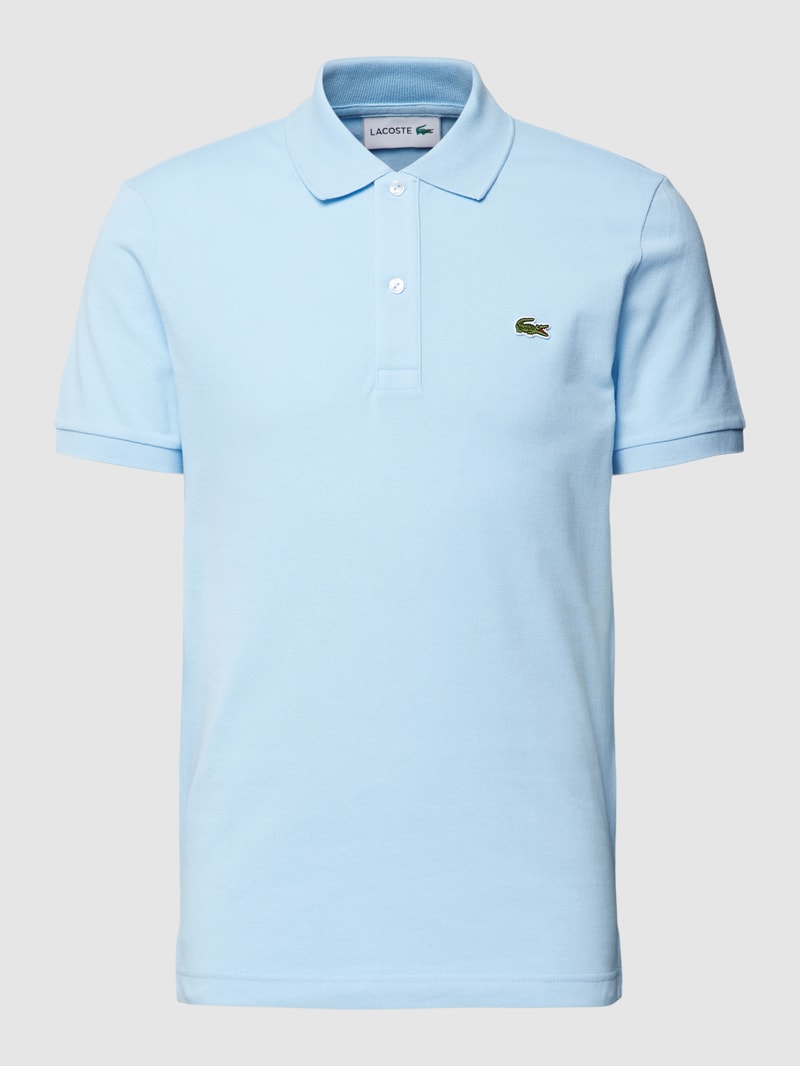 Poloshirt mit Logo-Stitching in hellblau