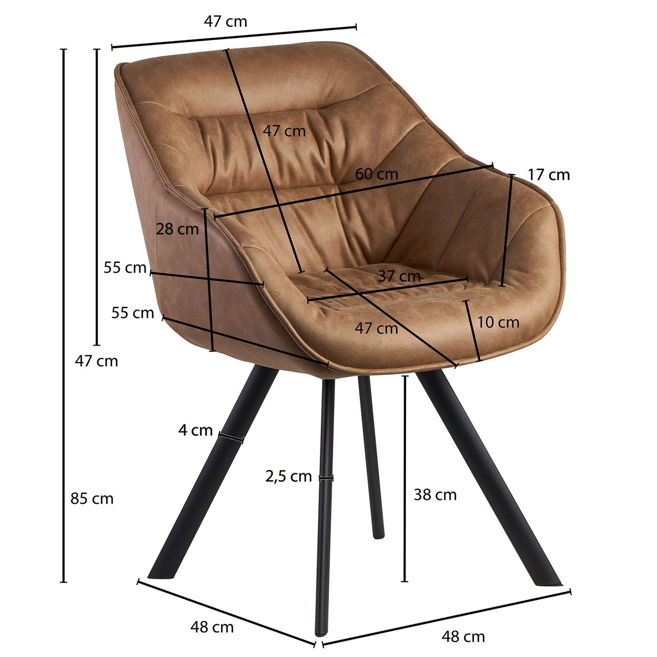 Wohnling Esszimmerstuhl 85 x 64 x 60 cm Beige