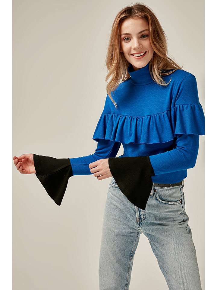 So You Bluse in Blau/ Schwarz günstig kaufen