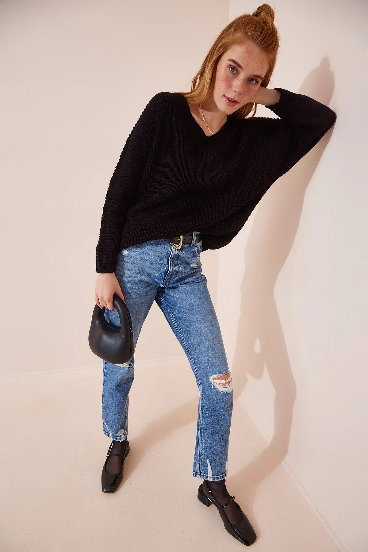 Happiness İstanbul  Pullover - Schwarz - Oversized