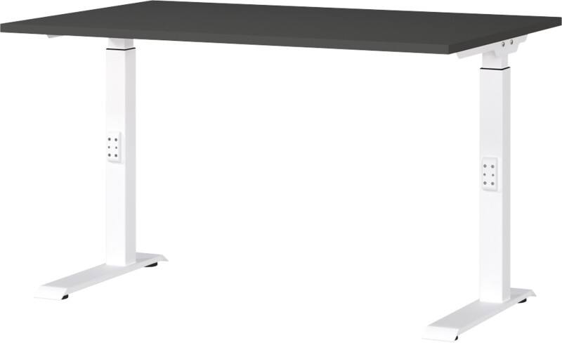 GERMANIA Sitz-Stehschreibtisch Mailand Metall, Spanplatte Weiß C-Fuß 1.200 x 800 x 910 mm