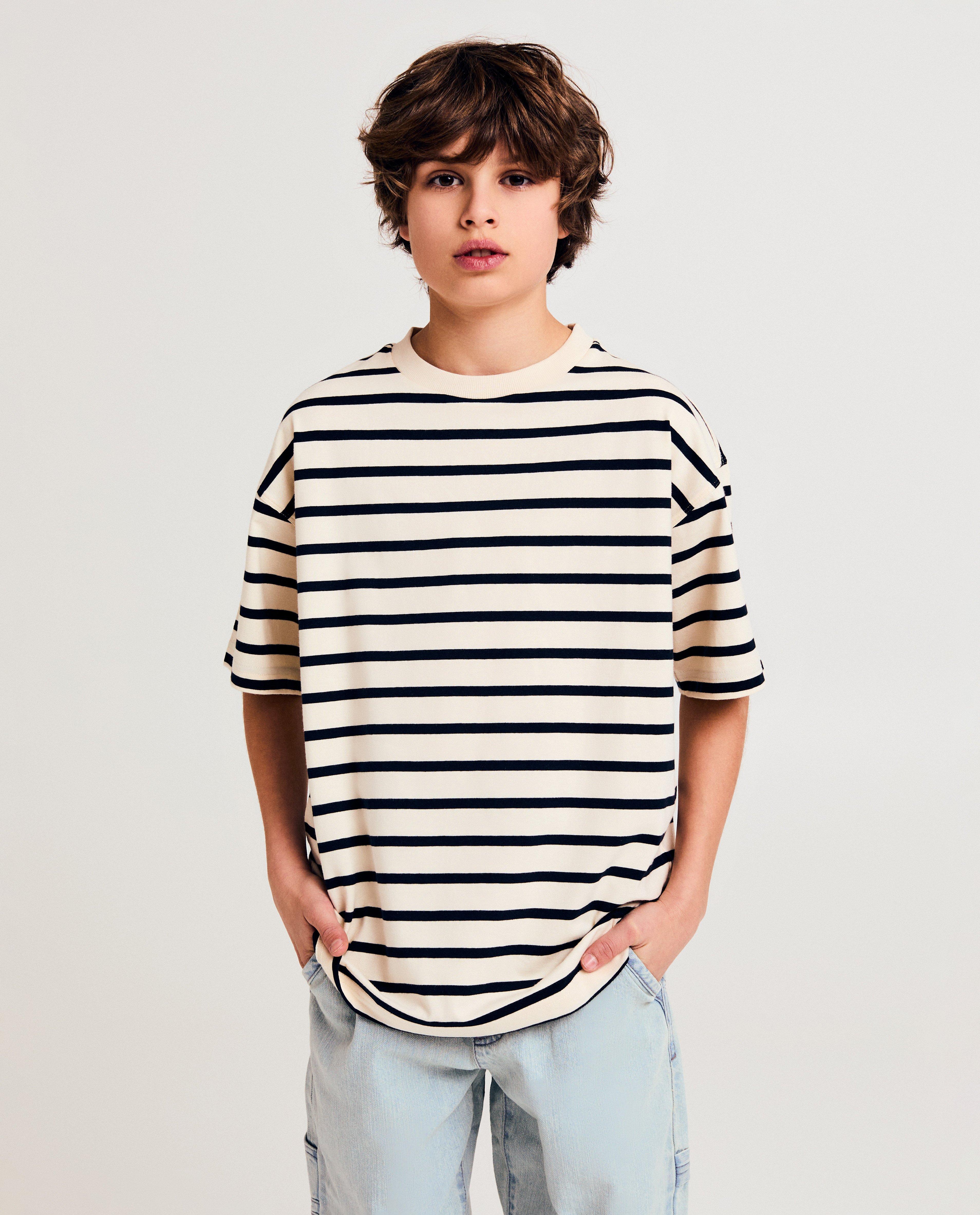 Tricou cu dungi Like Me, 116-164 bej