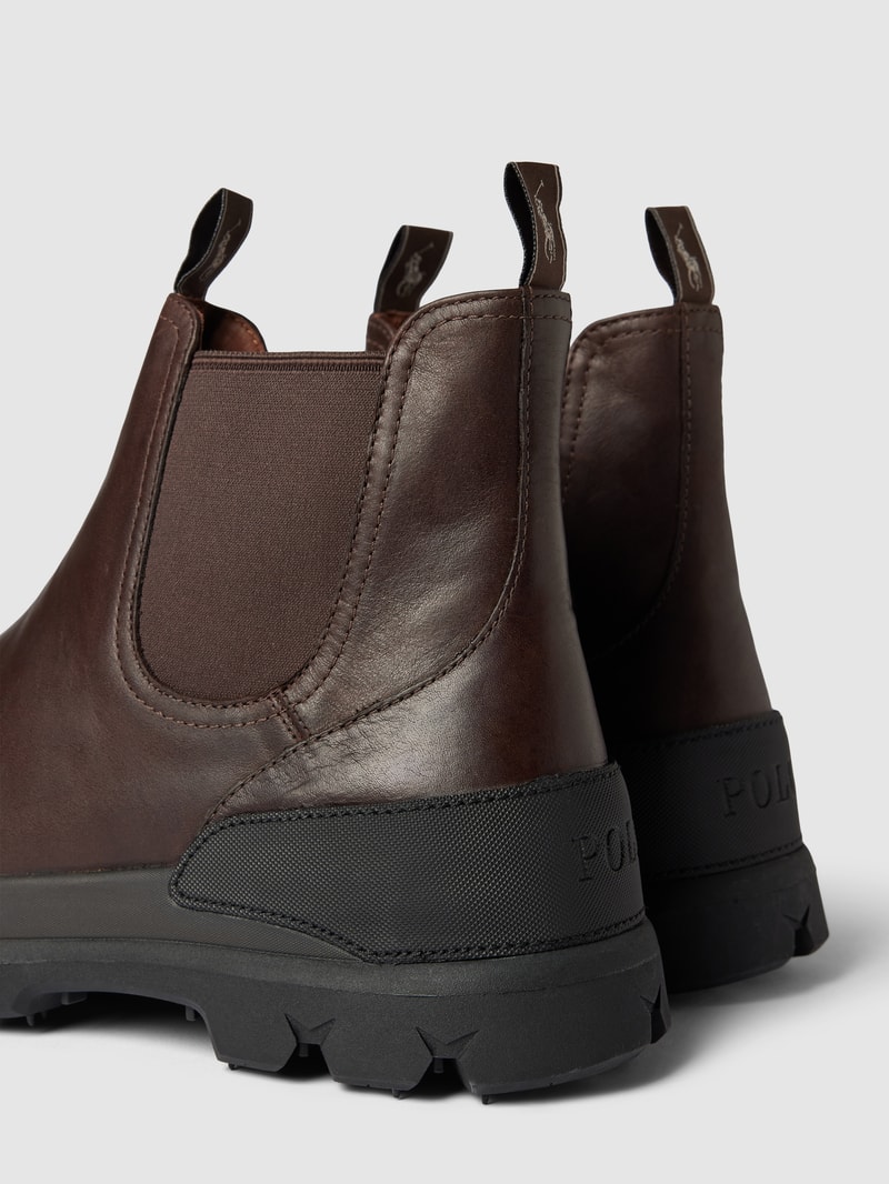 Chelsea Boots aus Leder mit Logo-Detail Modell 'OSLO' in dunkelbraun