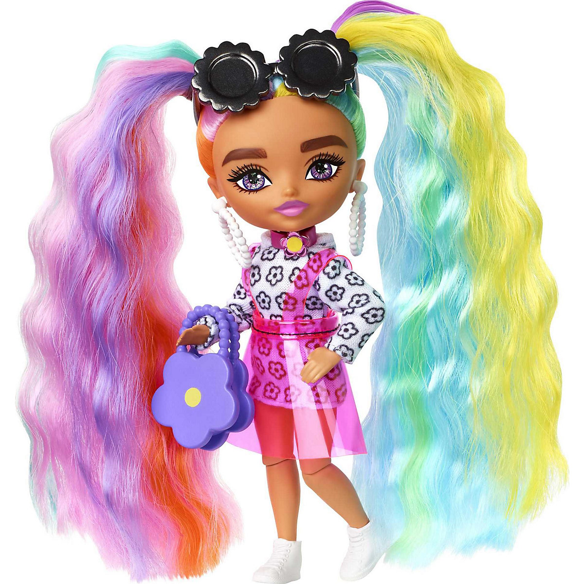 Barbie Extra Mini Doll 6 - Daisy Rainbow Pigtails
