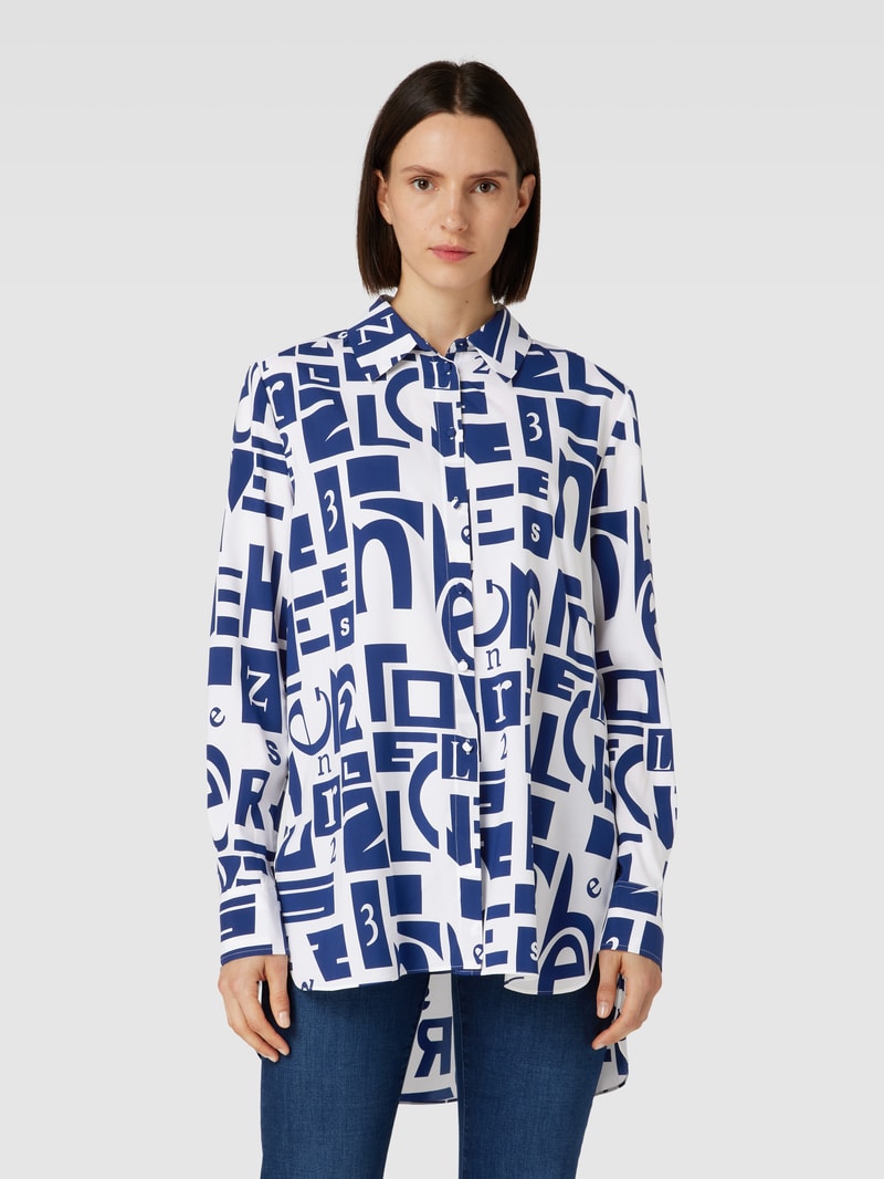 Hemdbluse mit Allover-Muster in royalblau