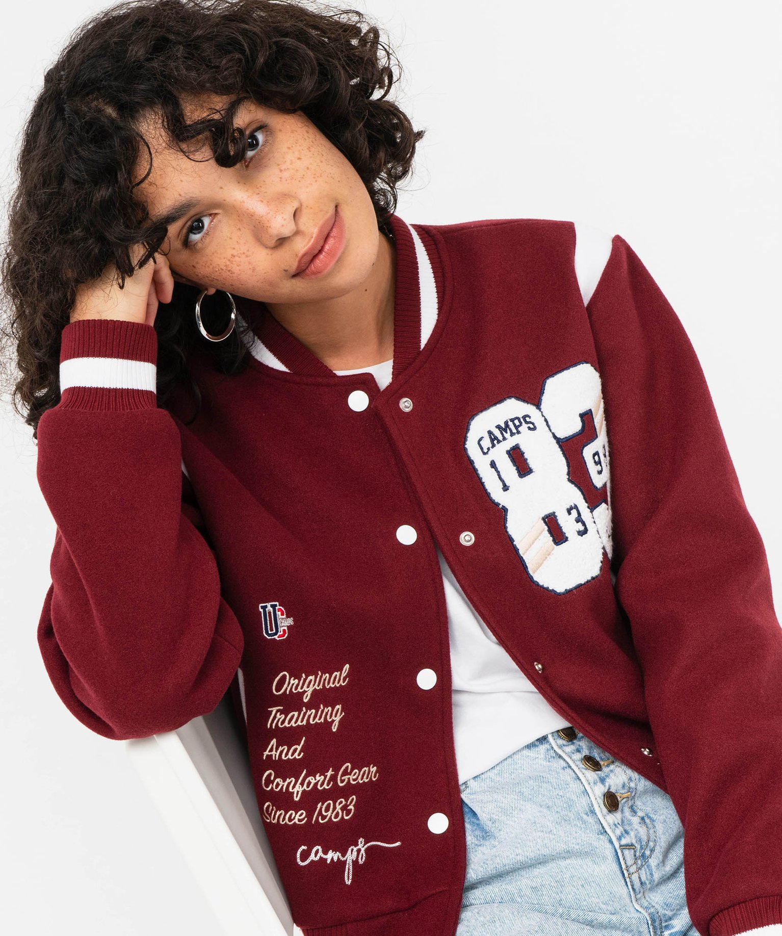 Blouson en feutrine esprit collège femme - Camps United rouge fonce | GEMO