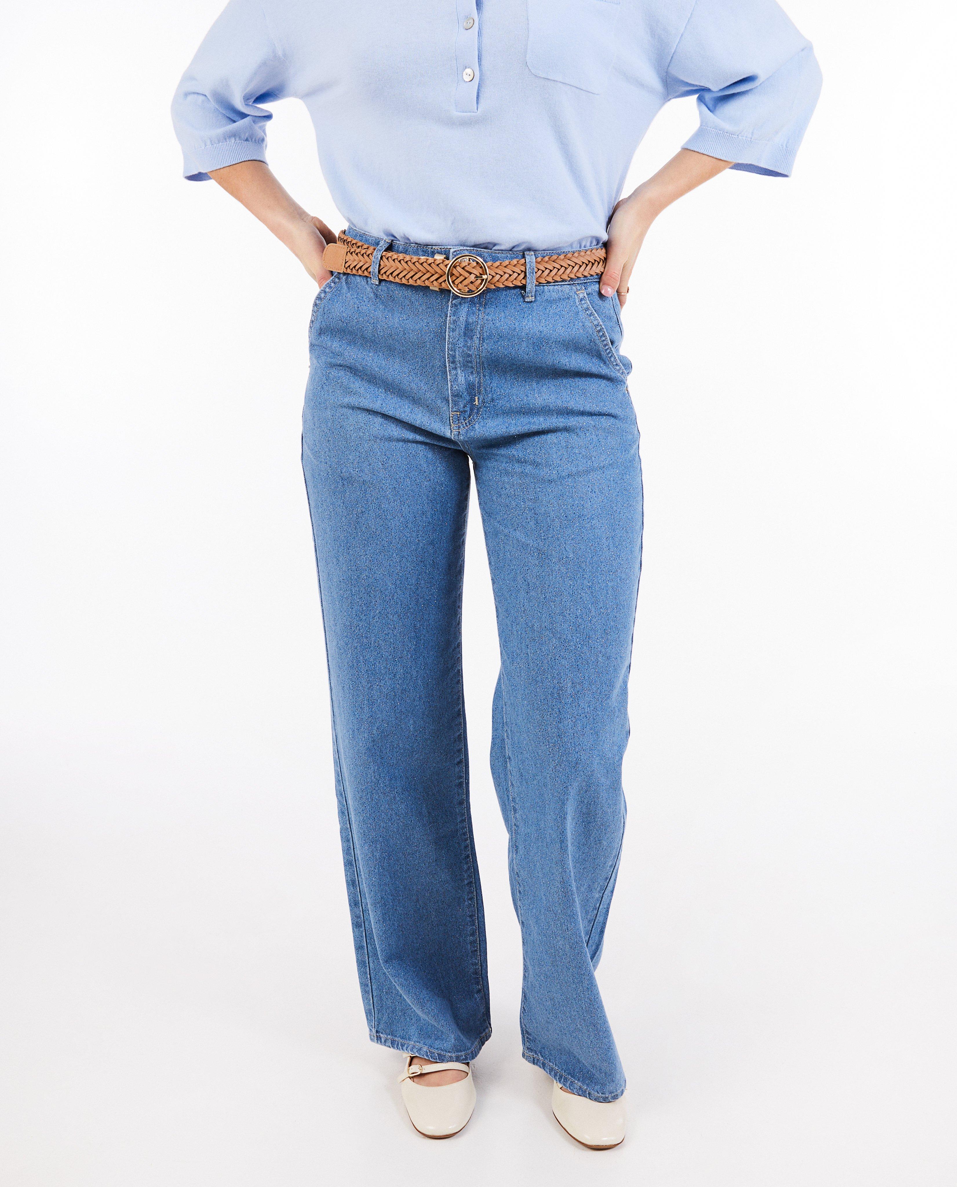 Sora Blue csillámos farmer, bootcut szabású, kék