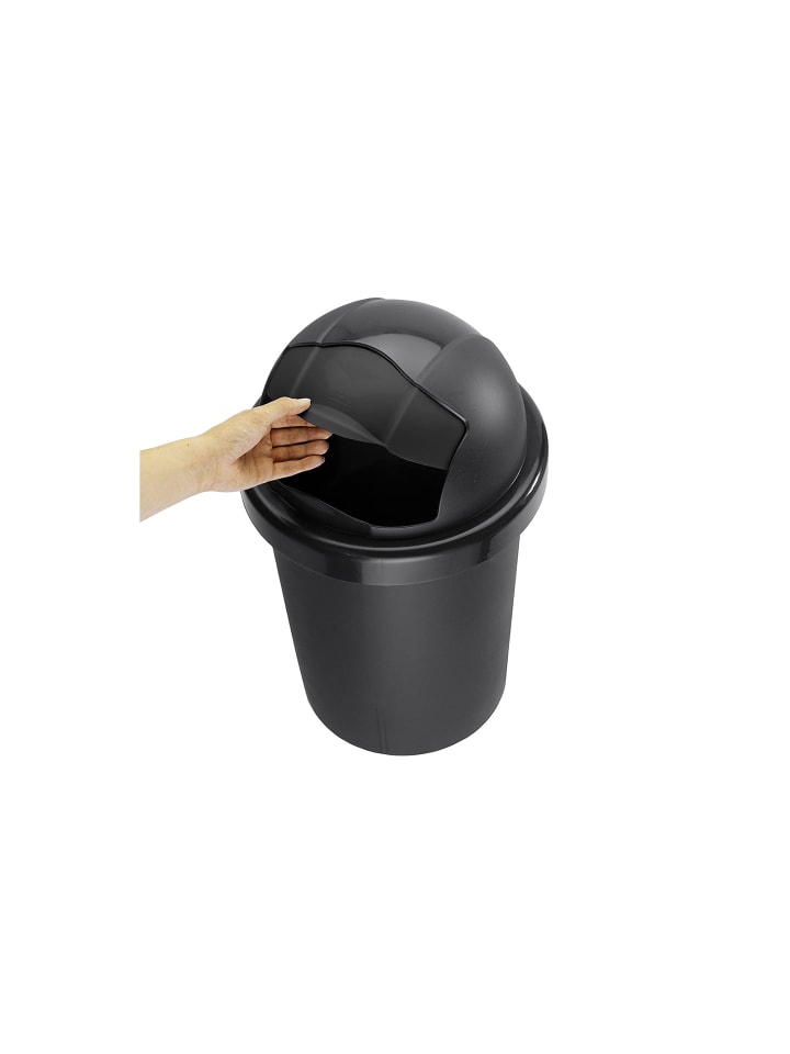 Rotho Roll Bob runder Mülleimer 30l mit Deckel, Kunststoff (PP) in Schwarz günstig kaufen onesize
