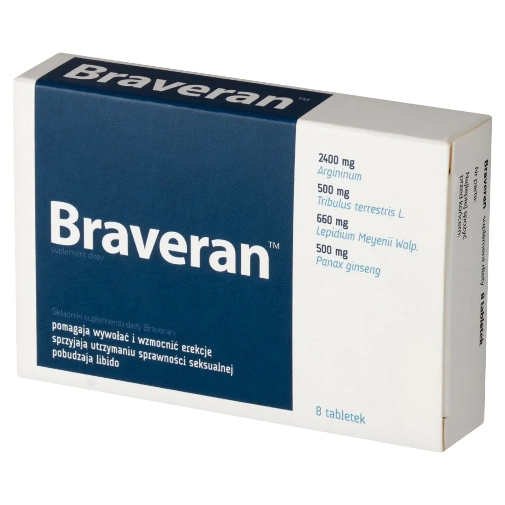 Braveran, Συμπλήρωμα διατροφής που υποστηρίζει τη διατήρηση της σωστής σεξουαλικής απόδοσης στους άνδρες, Δισκία