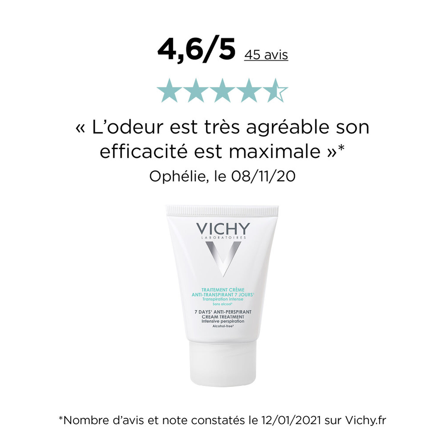 Vichy Crème Traitement Anti-Transpirant Efficacité 7 jours 30 ml