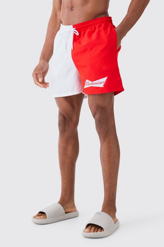 Kurze Badehose mit lizenziertem Budweiser Print