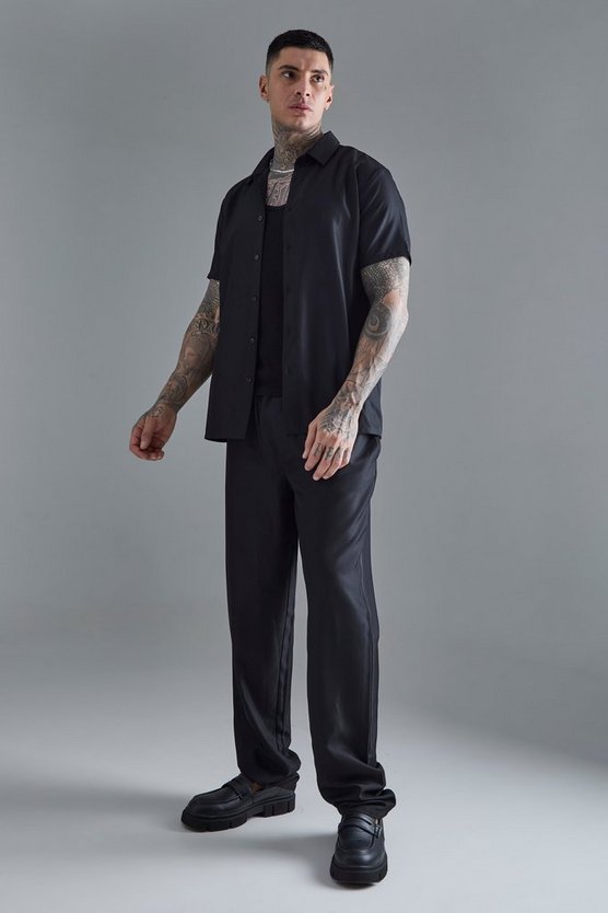 Tall kurzärmliges smartes Twill-Hemd & Hose