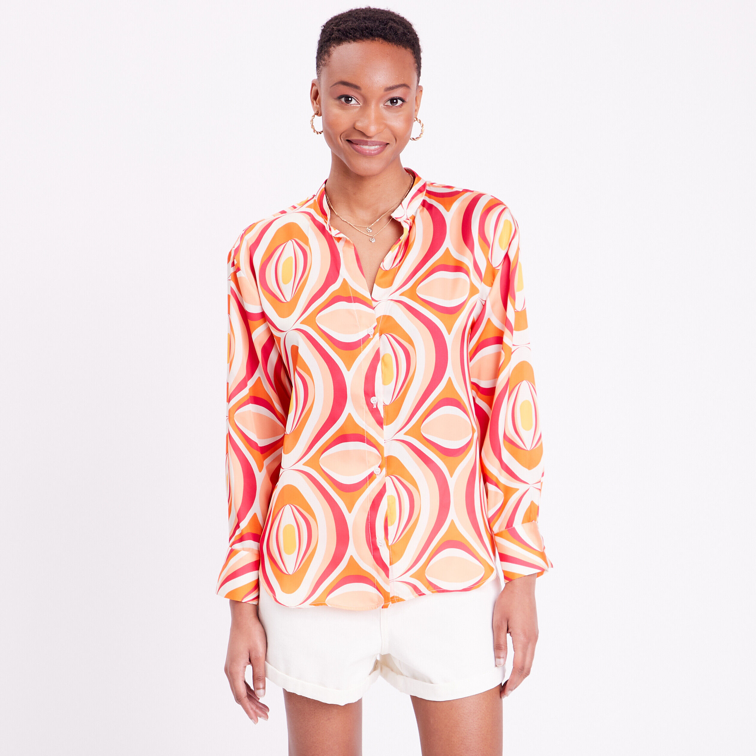 Chemise manches longues blanc femme | Cache Cache