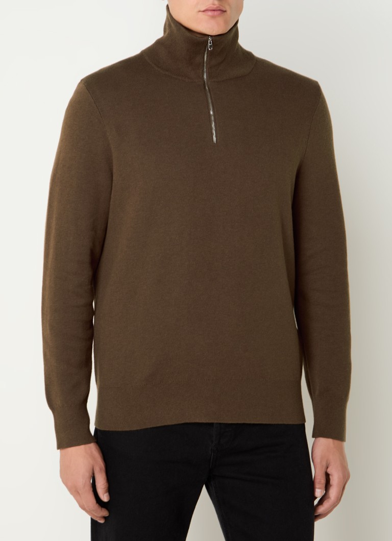 Sandro Fine-knit sweater in wool blend with half zip