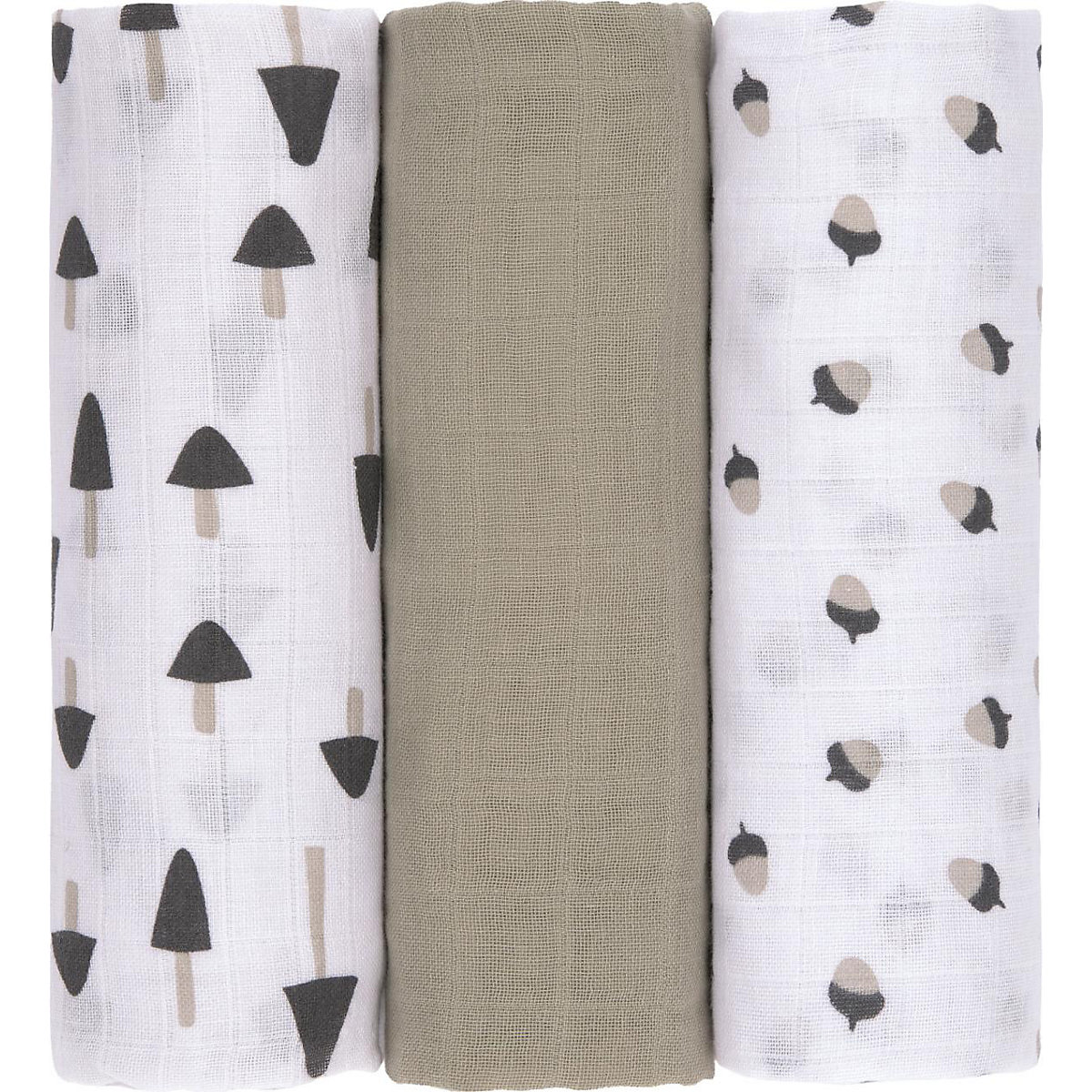 Mulltuch/Spucktuch Little Forest olive, 85 x 85 cm, 3 Stück