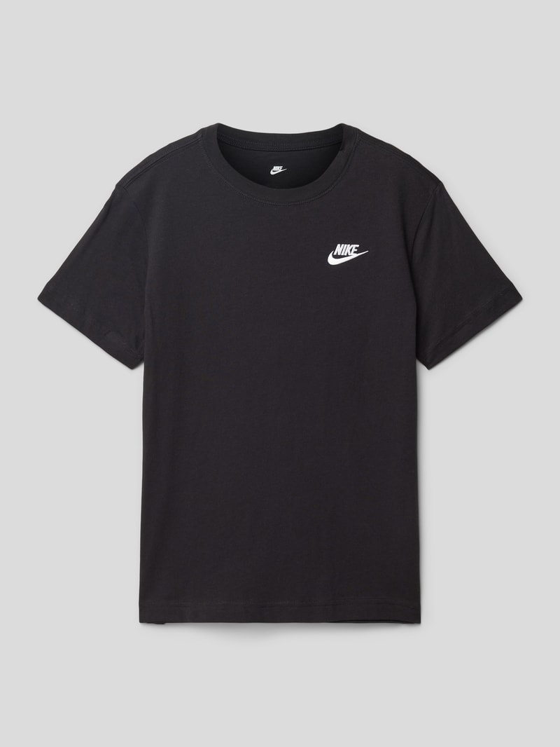T-Shirt mit Logo-Stitching in schwarz
