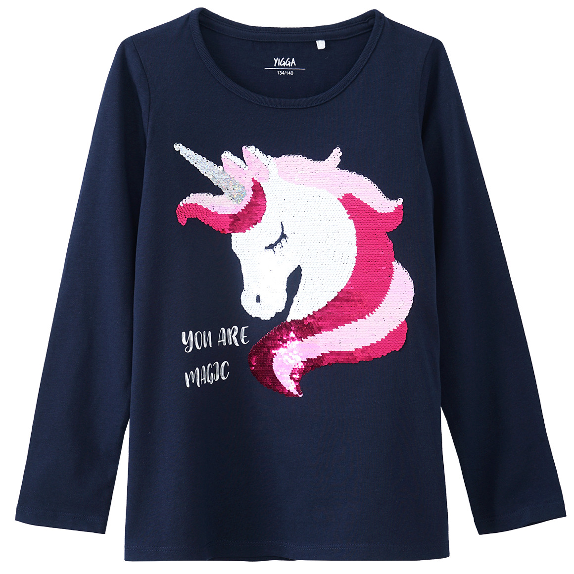 Mädchen Langarmshirt mit Wendepailletten