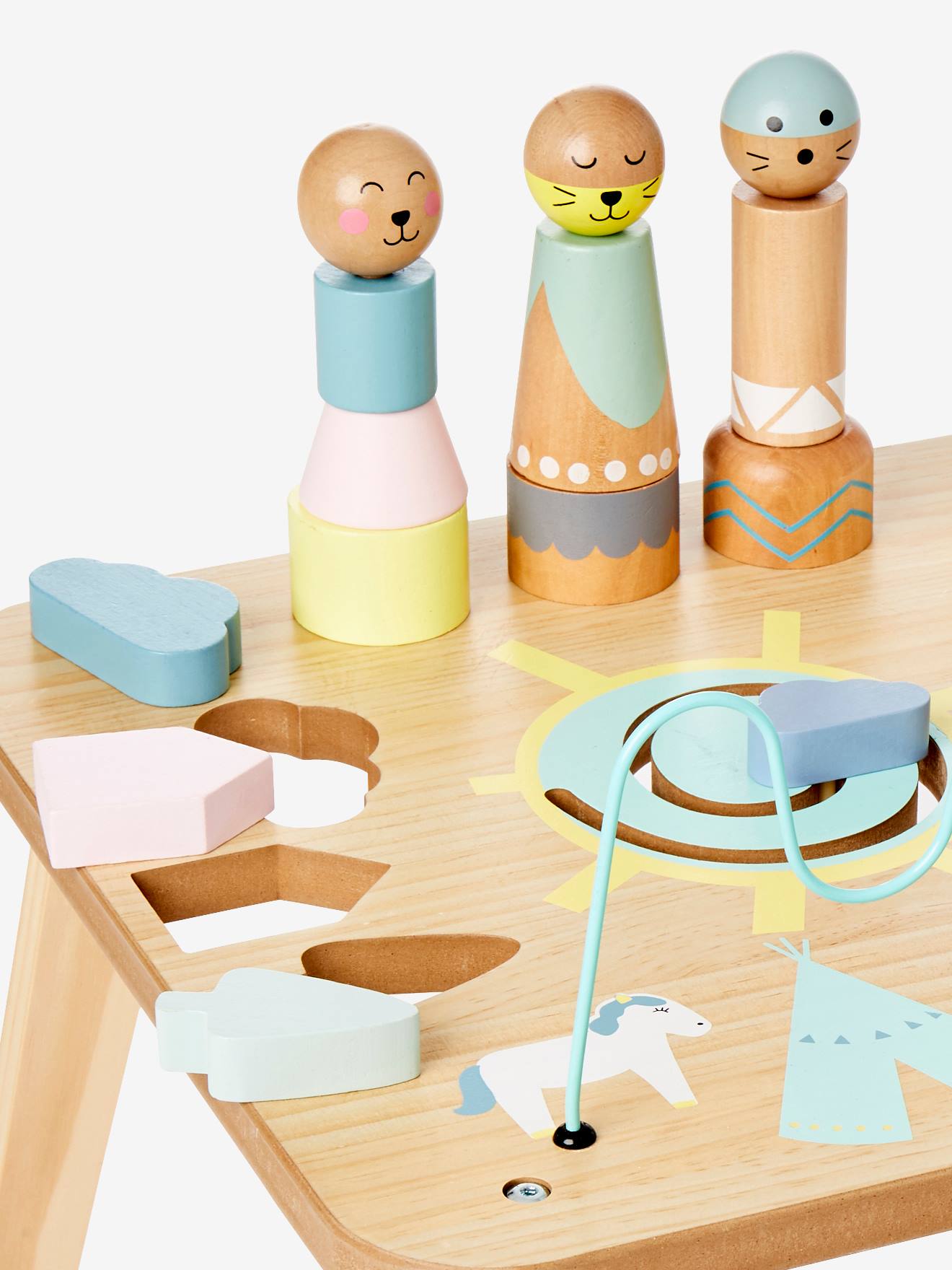 Table d'activités Petits sioux en bois FSC® multicolore