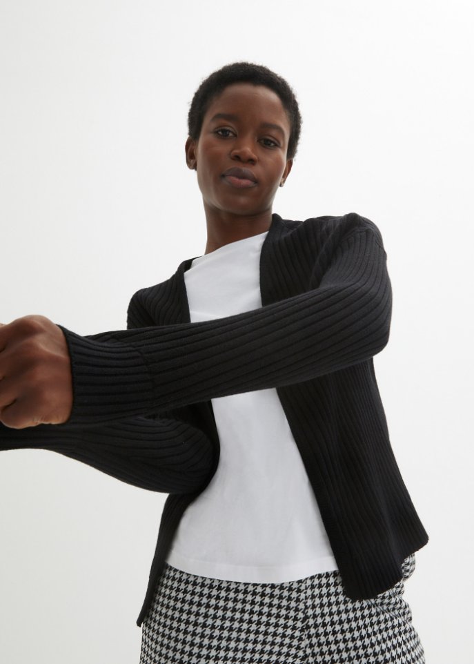 Offene Strickjacke, verkürzt